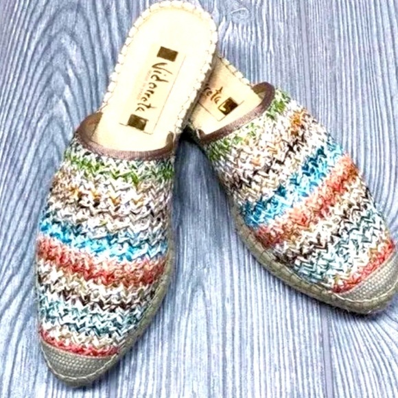 Vidoretta Shoes - Vidoretta,Handmade In Spain,Woven Espadrille Mules, Excellent Condition,Size 11